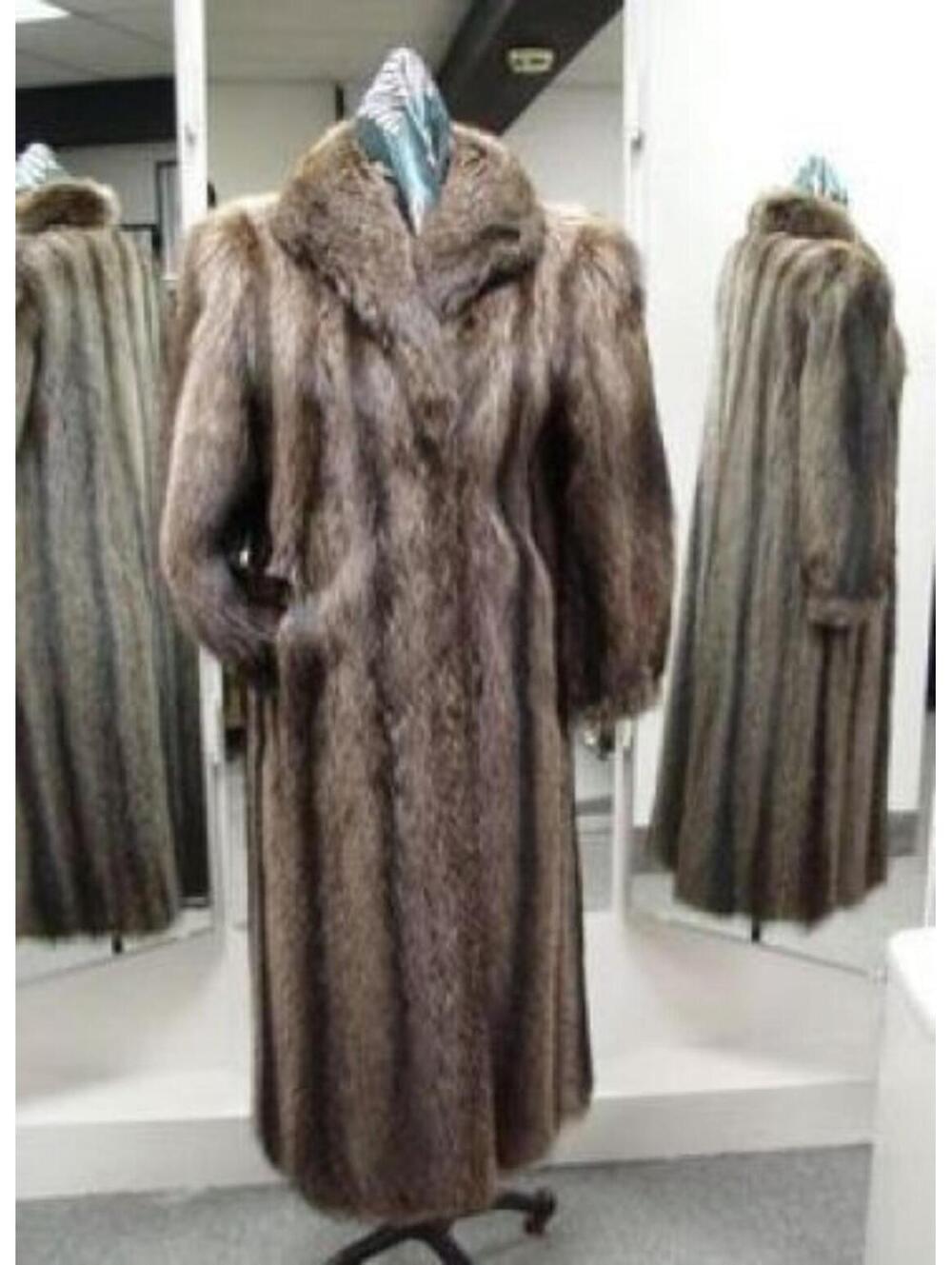 ! MINT RACCOON FUR COAT JACKET WOMAN WOMEN SIZE 8 MEDIUM